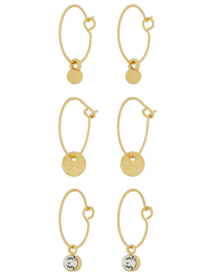Accessorize 3X Simple Hoop Earring Set Women Earrings