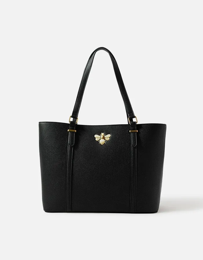 Accessorize Britney Bee Tote Bag Black Black Women Vegan Bags Backpacks and Purses