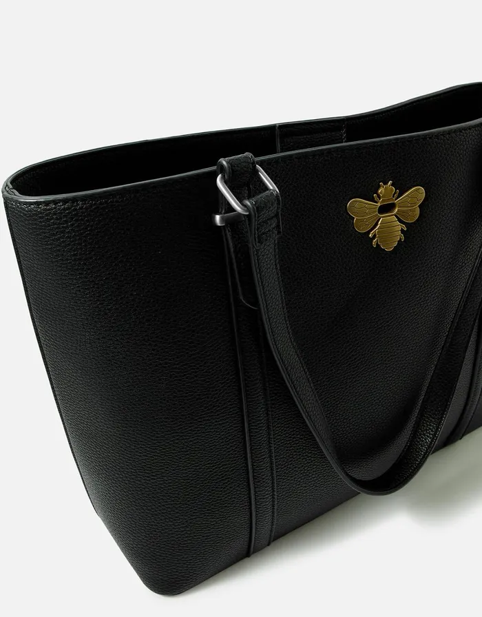Accessorize Britney Bee Tote Bag Black Black Women Vegan Bags Backpacks and Purses