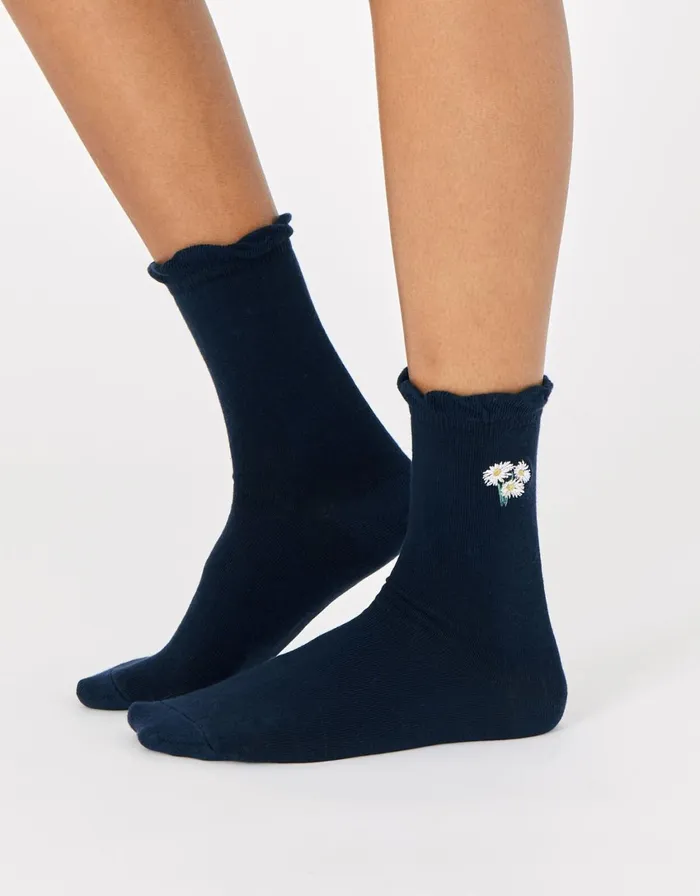Accessorize Daisy Embroidered Frill Cuff Socks Women Socks and Tights