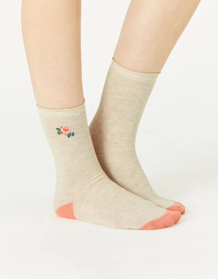 Accessorize Flower Embroidered Socks Women Socks and Tights