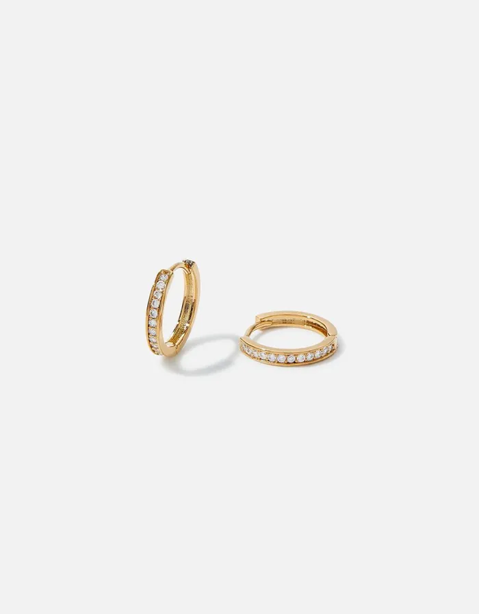 Accessorize GoldPlated Pave Huggie Hoops Women Earrings