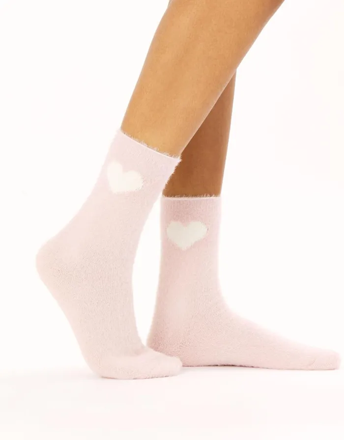 Accessorize Heart Detail Fluffy Socks Pink Pink Women Socks and Tights
