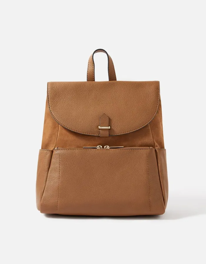 Accessorize Melody Leather Backpack Tan Tan Women Leather Bags