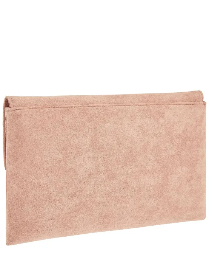 Accessorize Natalie Suedette Envelope Clutch Bag Pink Pale Pink Women Clutch Bags