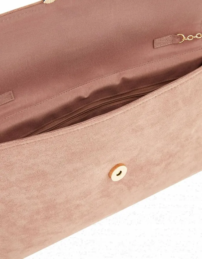 Accessorize Natalie Suedette Envelope Clutch Bag Pink Pale Pink Women Clutch Bags