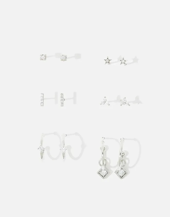 Accessorize PlatinumPlated Hoop And Stud Set Women Earrings