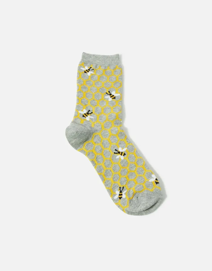 Accessorize Queen Bee Socks Grey Grey Women Socks and Tights