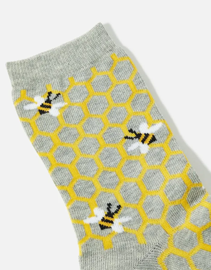 Accessorize Queen Bee Socks Grey Grey Women Socks and Tights