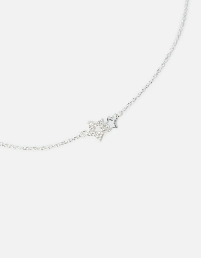 Accessorize Sterling Silver Sparkle Shooting Star Necklace Women Necklaces