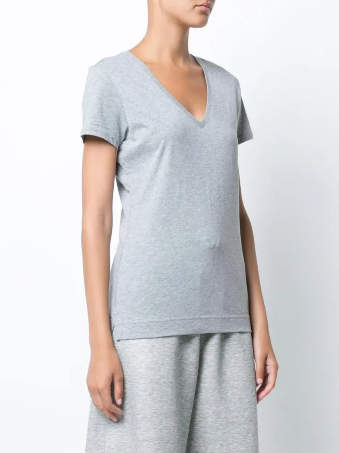 Adam Lippes Pima Cotton TShirts Short Sleeve VNeck TShirt In Pima Cotton Heather Grey 8211 Women