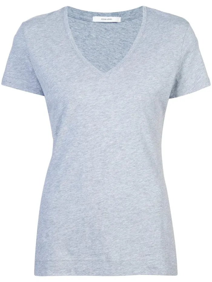 Adam Lippes Pima Cotton TShirts Short Sleeve VNeck TShirt In Pima Cotton Heather Grey 8211 Women