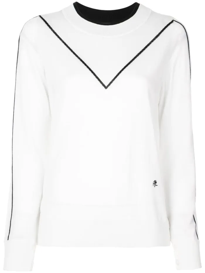 Adam Lippes Sweaters Intarsia Sweater In Merino Wool Ivoryblack 8211 Women