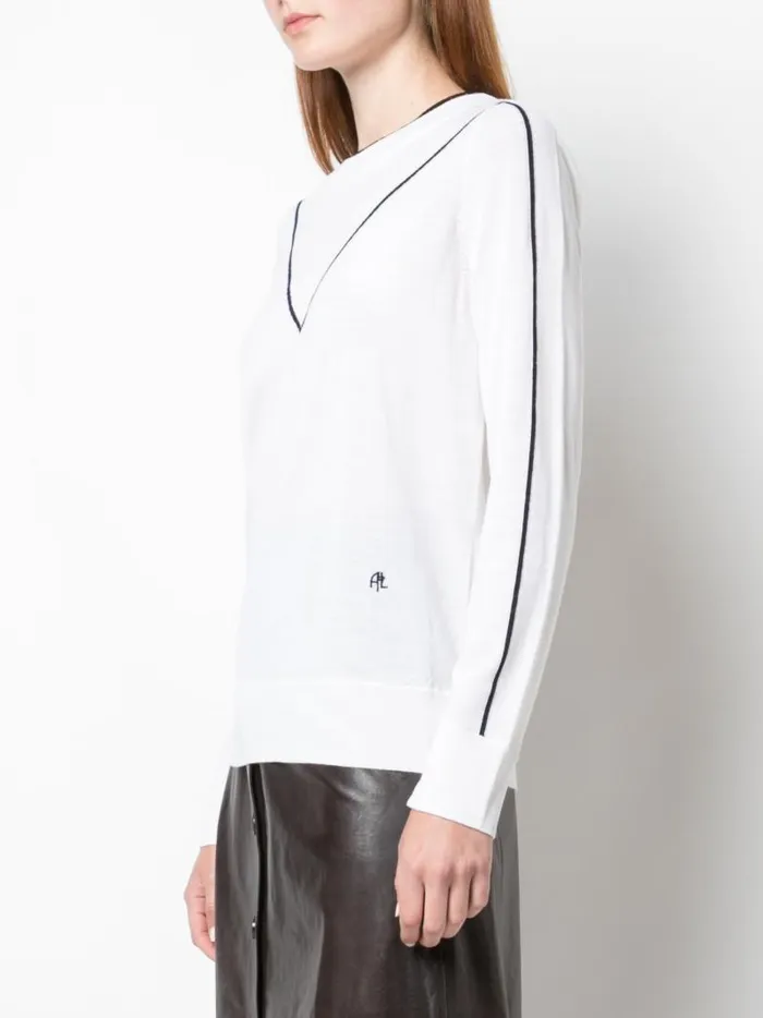 Adam Lippes Sweaters Intarsia Sweater In Merino Wool Ivoryblack 8211 Women
