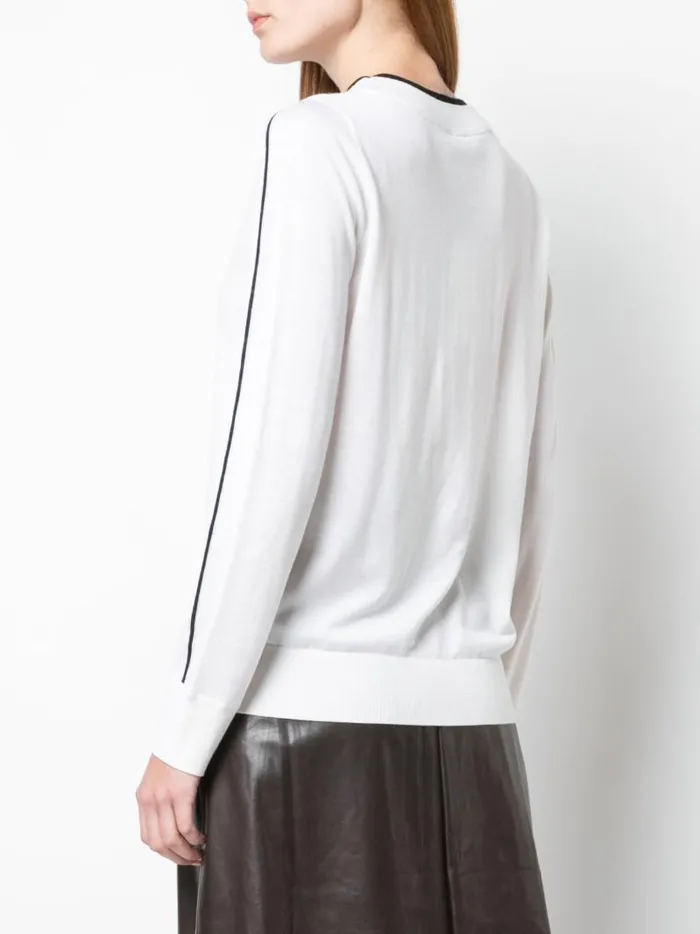 Adam Lippes Sweaters Intarsia Sweater In Merino Wool Ivoryblack 8211 Women