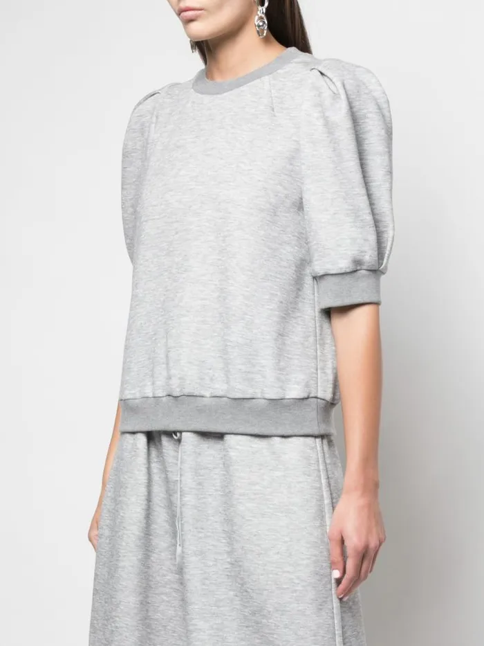 Adam Lippes Sweaters Puff Sleeve Sweatshirt In Luxe Jersey Heather Grey 8211 Women