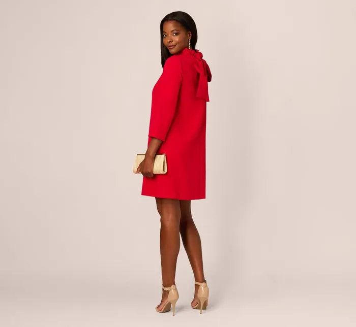 Adrianna Papell Day Dresses Ruffle Mock Neck A Line Shift Dress In Red 8211 Women