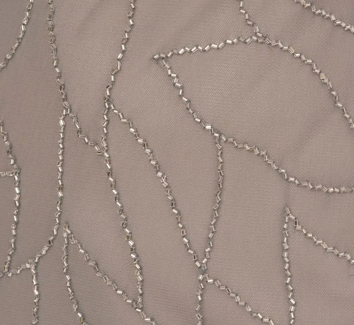 Adrianna Papell Formal Dresses Deco Floral Beaded Blouson Gown With Halter Neckline In Pewter Silver 8211 Women