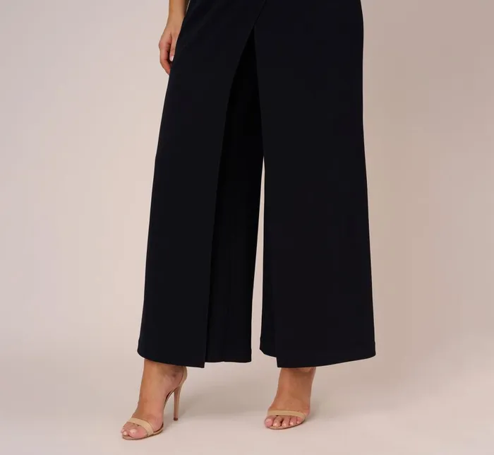 Adrianna Papell Formal Dresses Plus Size Sleeveless Asymmetrical Jumpsuit In Midnight 8211 Women