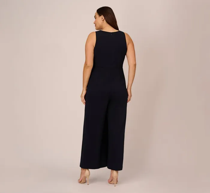 Adrianna Papell Formal Dresses Plus Size Sleeveless Asymmetrical Jumpsuit In Midnight 8211 Women