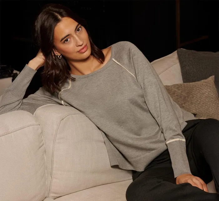 Adrianna Papell Sweaters Sweater Vest Collared Twofer Shirt In Heather Grey Cream 8211 Women