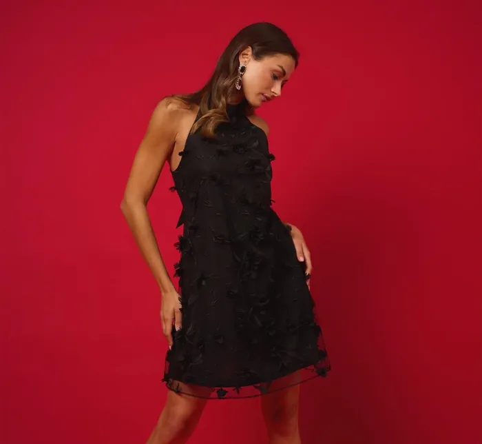 Adrianna Papell Wedding Guest Dresses 3d Floral Embroidered Trapeze Dress With Open Bow Back In Black 8211 Women Adrianna Papell Wedding Guest Dresses 3d Floral Embroidered Trapeze Dress With Open Bow Back In Black 8211 Women