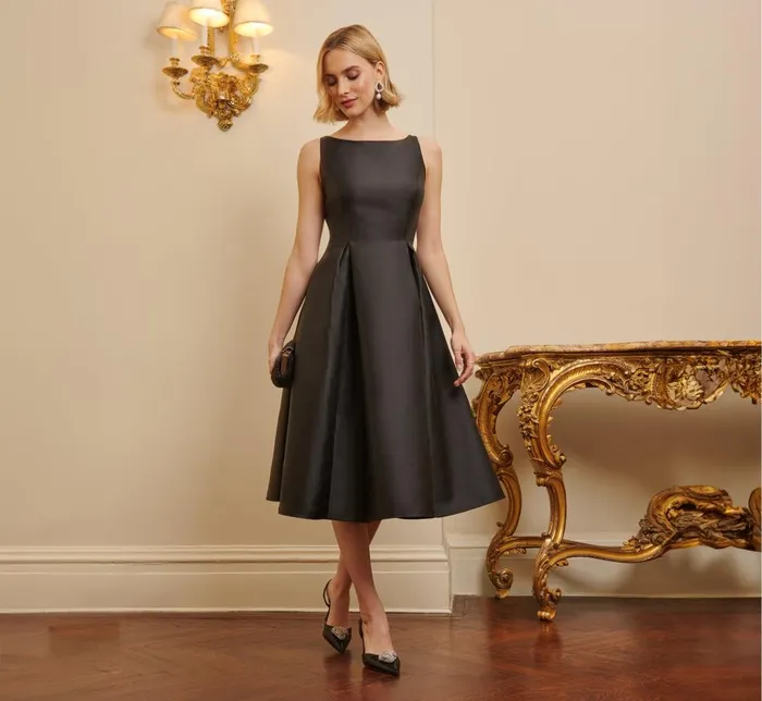 Adrianna Papell Wedding Guest Dresses Sleeveless Mikado Fit And Flare Midi Dress With VBack In Black 8211 Women Adrianna Papell Wedding Guest Dresses Sleeveless Mikado Fit And Flare Midi Dress With VBack In Black 8211 Women