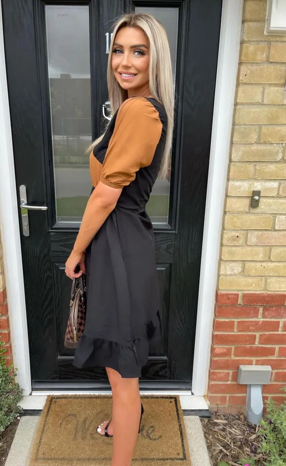 Aliya Black and Rust Colour Block Short Sleeve Shift Dress Women Missfiga Skater Dresses Aliya Black and Rust Colour Block Short Sleeve Shift Dress Women Missfiga Skater Dresses
