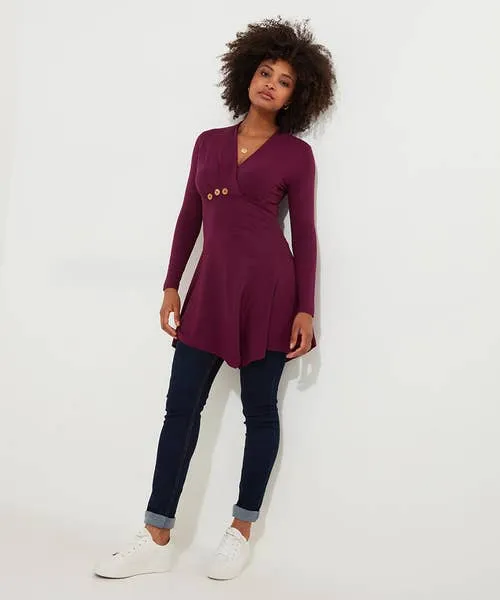 Apparel Button Detail Jersey Tunic Top Berry Tops Tunics and Blouses Joebrowns Apparel Button Detail Jersey Tunic Top Berry Tops Tunics and Blouses Joebrowns