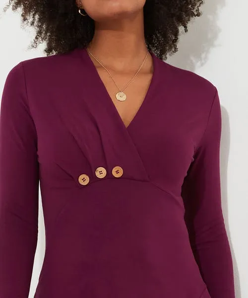 Apparel Button Detail Jersey Tunic Top Berry Tops Tunics and Blouses Joebrowns Apparel Button Detail Jersey Tunic Top Berry Tops Tunics and Blouses Joebrowns