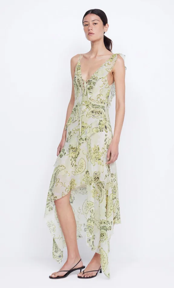 Bec Bridge Midi Dresses Women LYLOU FRILL DRESS 8211 LEMON PAISLEY