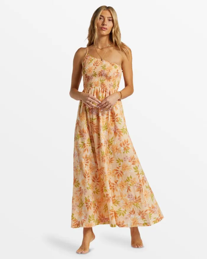 Billabong Dresses Warmer Days One Shoulder Maxi Dress Peach Whip 8211 Women