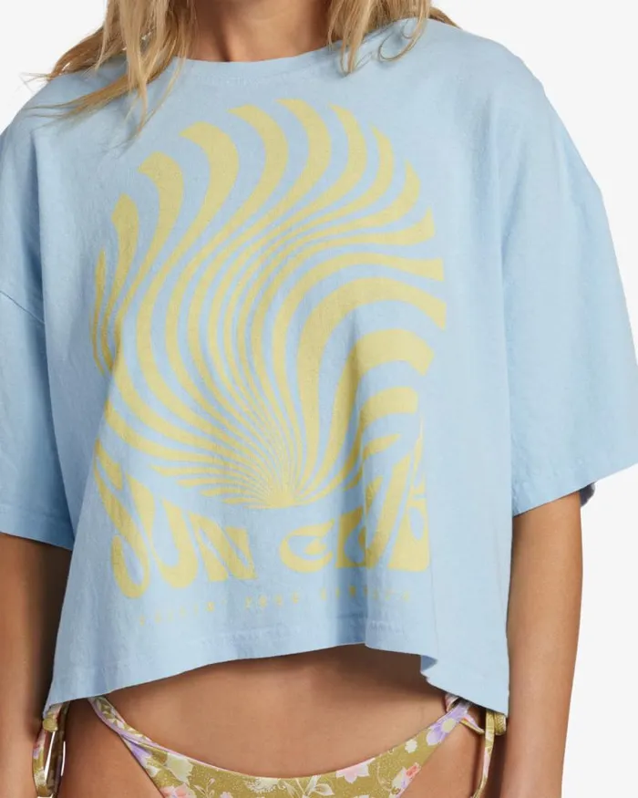 Billabong Graphic Tees and Tanks Sun Club TShirt Bliss Blue 8211 Women Billabong Graphic Tees and Tanks Sun Club TShirt Bliss Blue 8211 Women