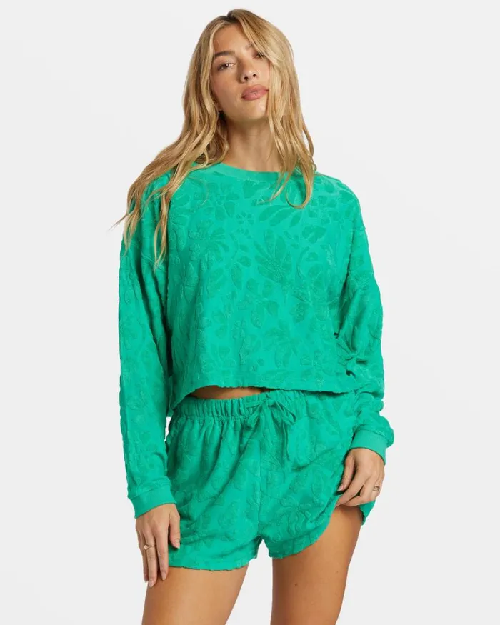 Billabong Matching Sets Loosen Up Crew Neck Sweatshirt Tropical Green 8211 Women