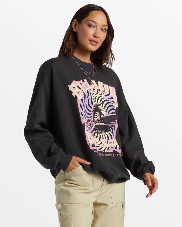 Billabong Sweatshirts and Fleece Ride In Oversized Crewneck Sweatshirt Black Sands 8211 Women Billabong Sweatshirts and Fleece Ride In Oversized Crewneck Sweatshirt Black Sands 8211 Women