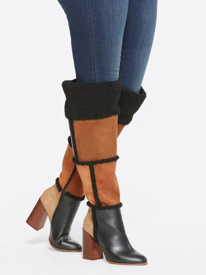 Boots and Booties Shoes Jessica Simpson Rustina Over The Knee Boot In Brown Patchwork