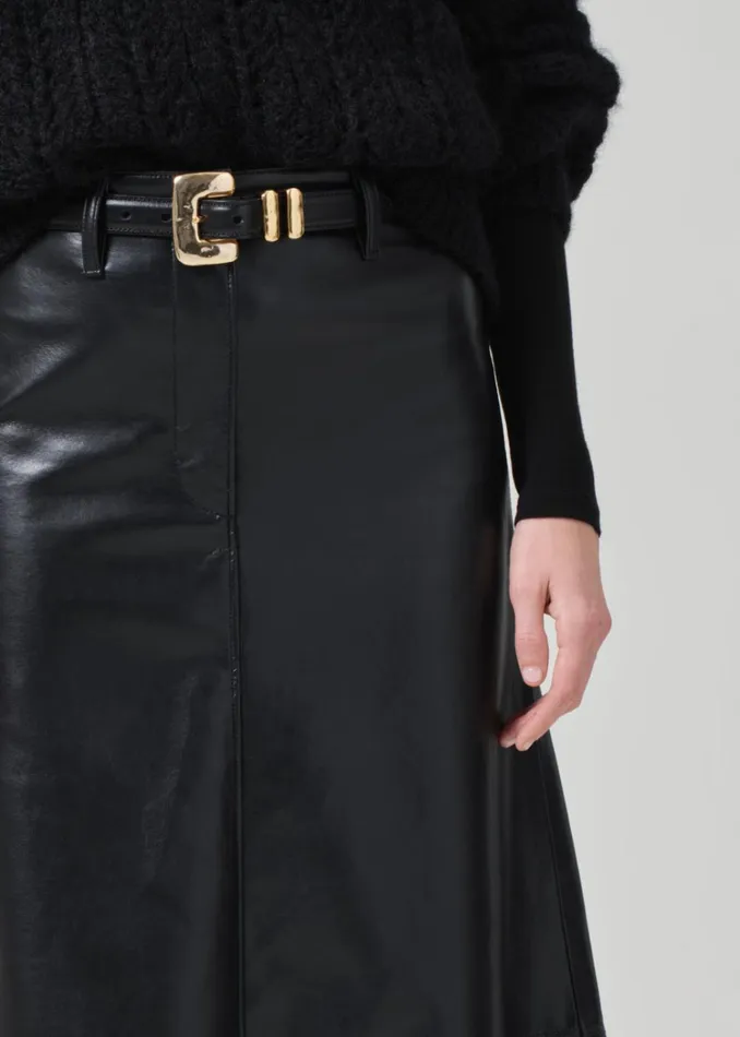 Citizens Of Humanity Cassia Leather Skirt In Black Women Shorts and Skirts