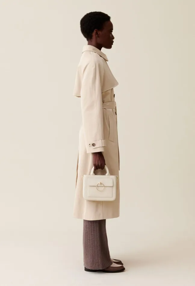 Claudie Pierlot Anouck Grained Leather Chain Bag Oats Women Crossbody Bags