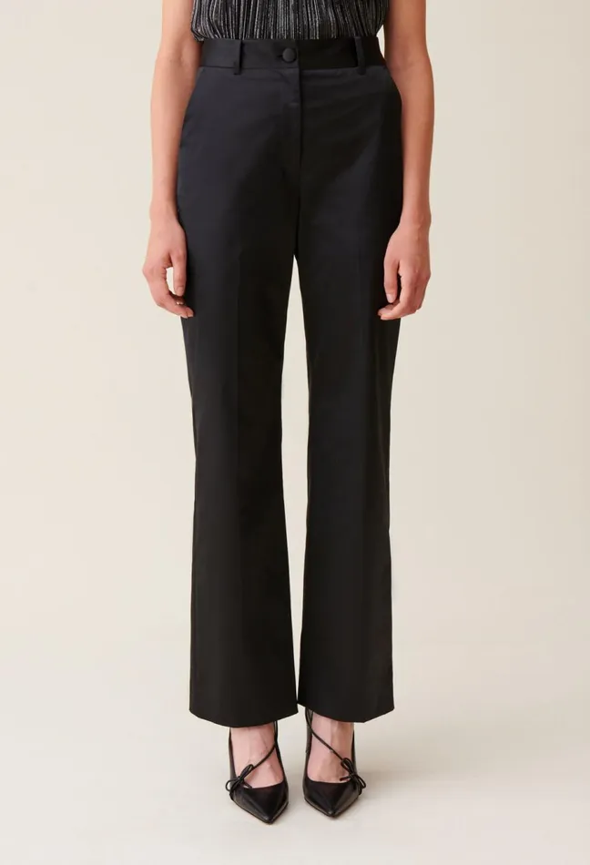 Claudie Pierlot Black Slim Satin Trousers Women Jeans And Trousers