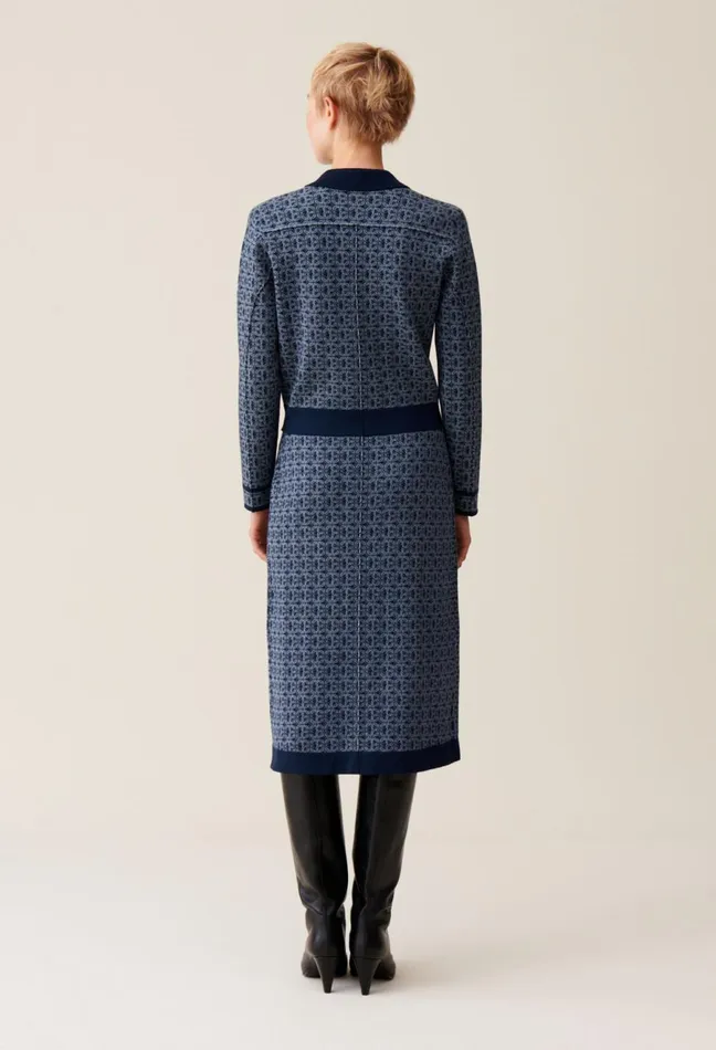 Claudie Pierlot Cp Monogram Cardigan With Collar Navy Women Knitwear And Cardigans Claudie Pierlot Cp Monogram Cardigan With Collar Navy Women Knitwear And Cardigans