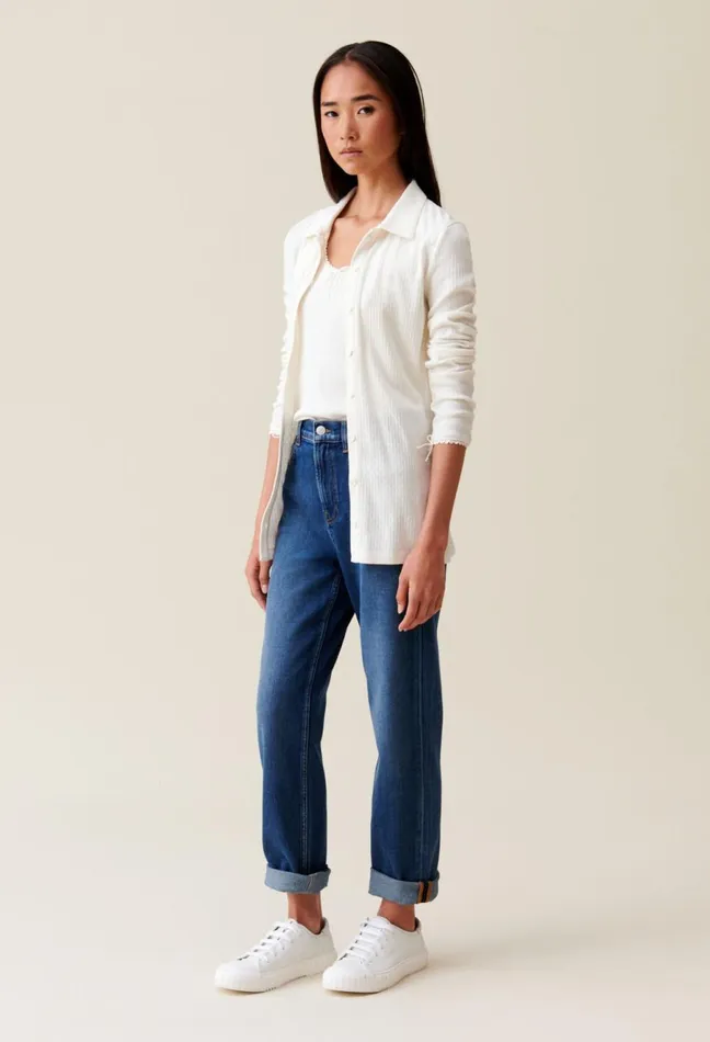 Claudie Pierlot Ecru Shirt Collar Top Women Knitwear And Cardigans Claudie Pierlot Ecru Shirt Collar Top Women Knitwear And Cardigans