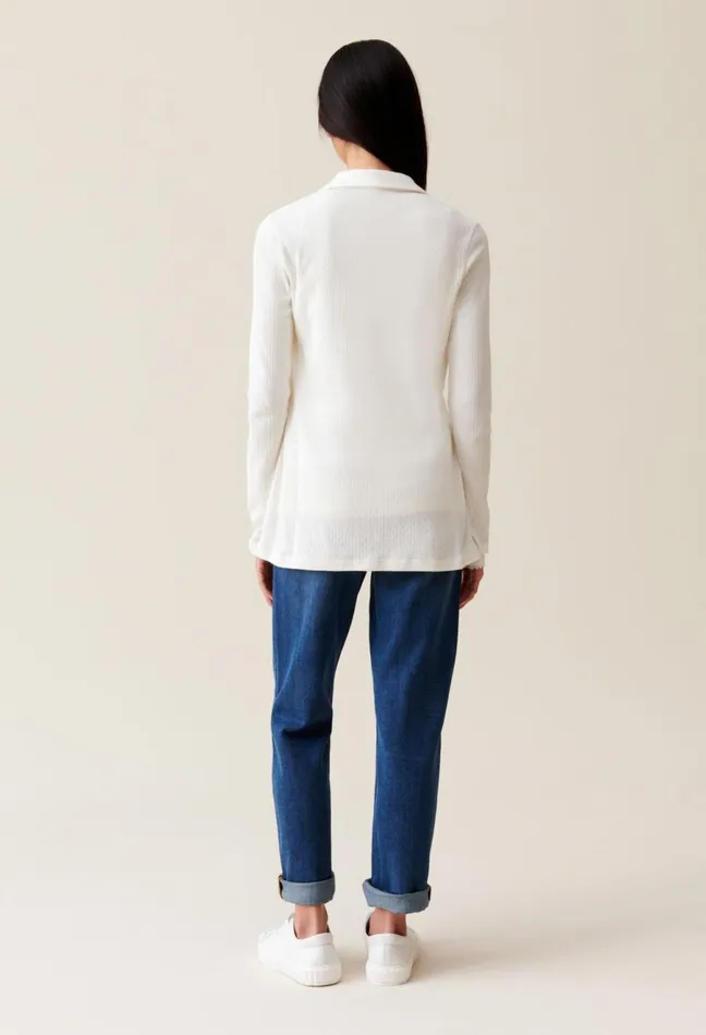 Claudie Pierlot Ecru Shirt Collar Top Women Knitwear And Cardigans Claudie Pierlot Ecru Shirt Collar Top Women Knitwear And Cardigans