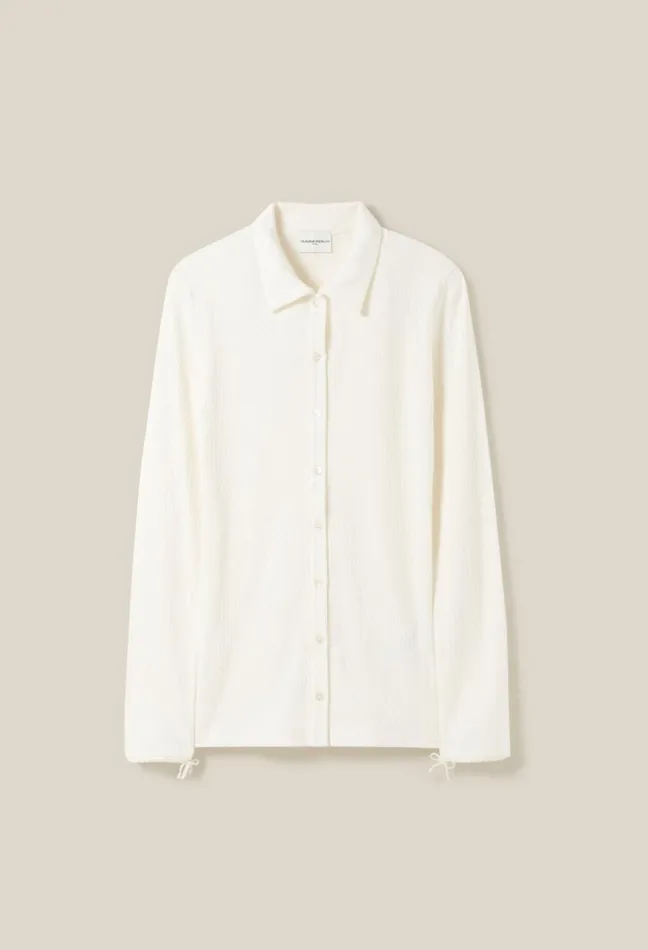 Claudie Pierlot Ecru Shirt Collar Top Women Knitwear And Cardigans Claudie Pierlot Ecru Shirt Collar Top Women Knitwear And Cardigans