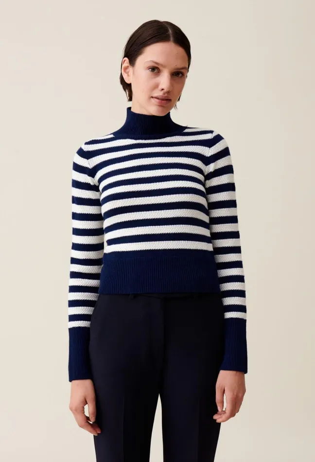 Claudie Pierlot HighNeck Striped Jumper Dualcolor Women Knitwear And Cardigans Claudie Pierlot HighNeck Striped Jumper Dualcolor Women Knitwear And Cardigans