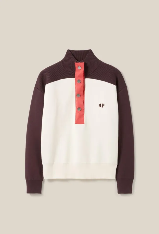 Claudie Pierlot Minimum Sweatshirt StandUp Collar Ivory Women Knitwear And Cardigans Claudie Pierlot Minimum Sweatshirt StandUp Collar Ivory Women Knitwear And Cardigans