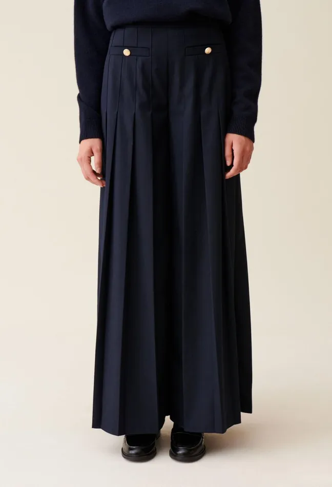 Claudie Pierlot Navy Blue LooseFit Creased Trousers Women Jeans And Trousers