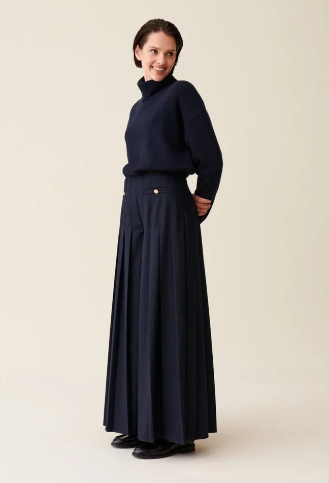 Claudie Pierlot Navy Blue LooseFit Creased Trousers Women Jeans And Trousers Claudie Pierlot Navy Blue LooseFit Creased Trousers Women Jeans And Trousers