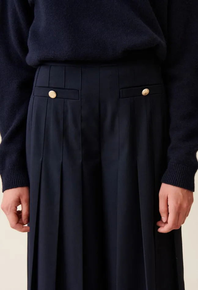 Claudie Pierlot Navy Blue LooseFit Creased Trousers Women Jeans And Trousers Claudie Pierlot Navy Blue LooseFit Creased Trousers Women Jeans And Trousers