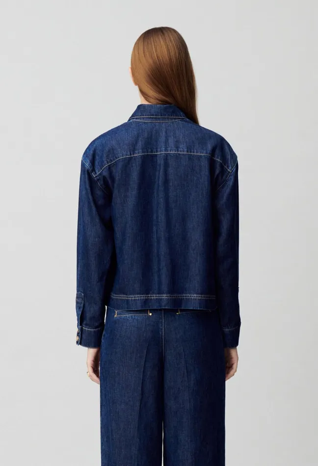 Claudie Pierlot Oversized Denim Shirt Indigo Denim Women Tops And Shirts