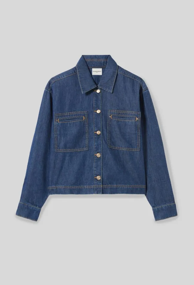 Claudie Pierlot Oversized Denim Shirt Indigo Denim Women Tops And Shirts